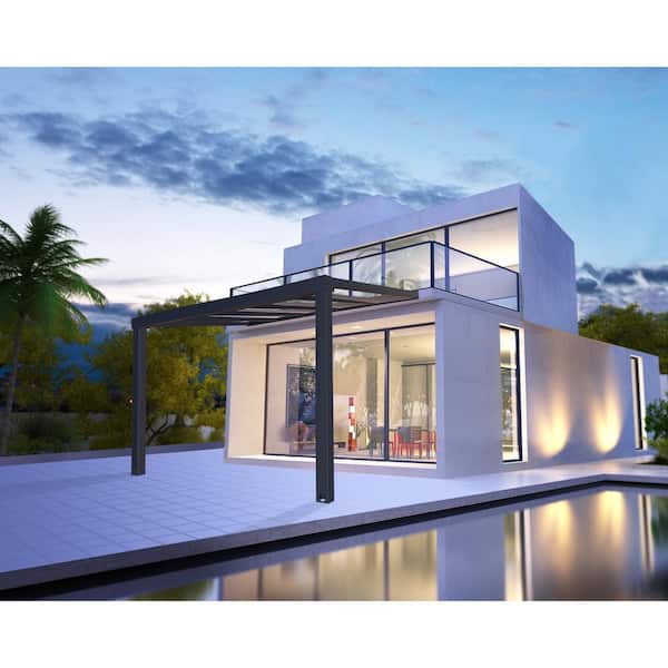 Stockholm 11 ft. x 12 ft. Gray/Clear Aluminum Patio Cover