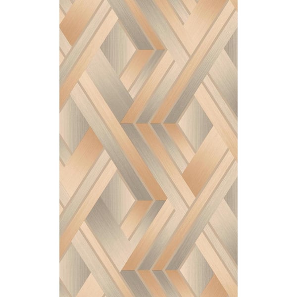 Walls Republic Beige and Orange Soft Vignette Geometric Stripes Wallpaper Non-Woven Material Non-Pasted Covered 57 sq. ft. Double Roll
