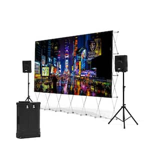 12 ft. QuikScreen Series Outdoor Theater System featuring screen, projector, speakers, stands, and all other accessories