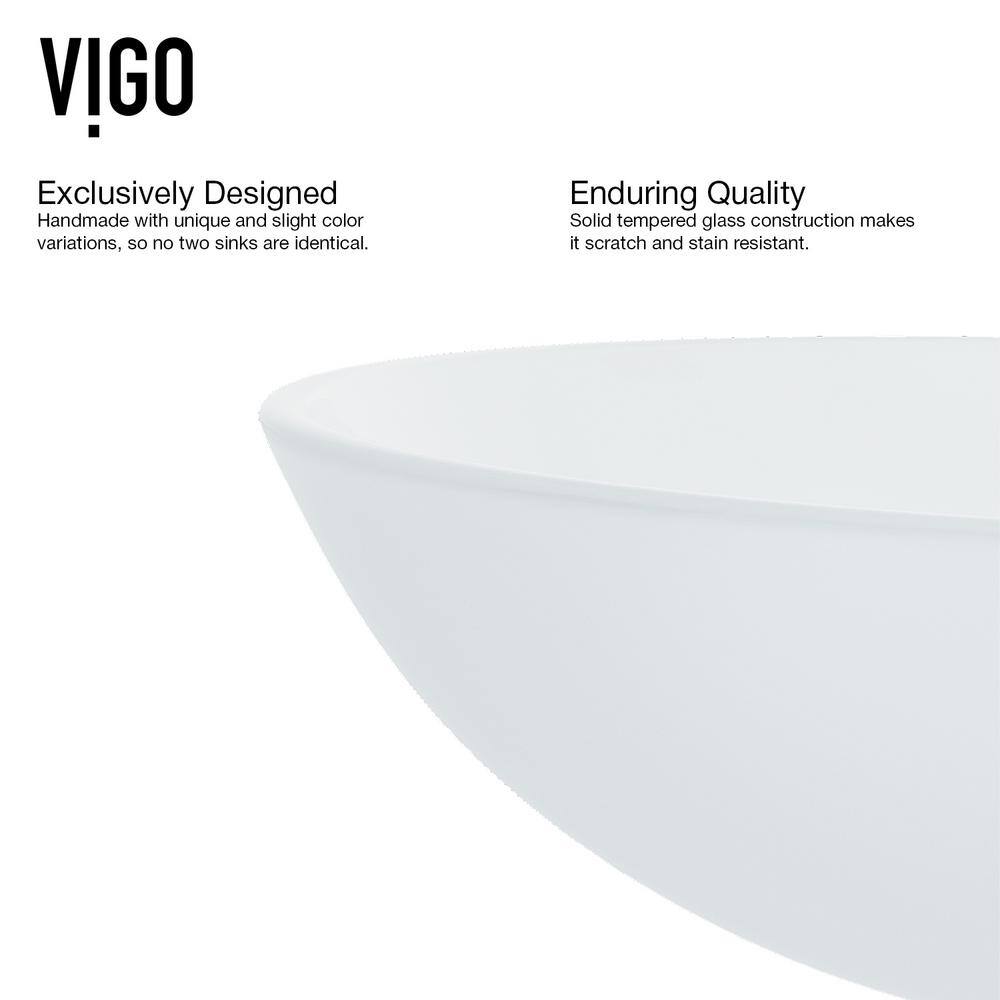 Elegant Frosted White 16.5" Tempered Glass Circular Vessel Sink