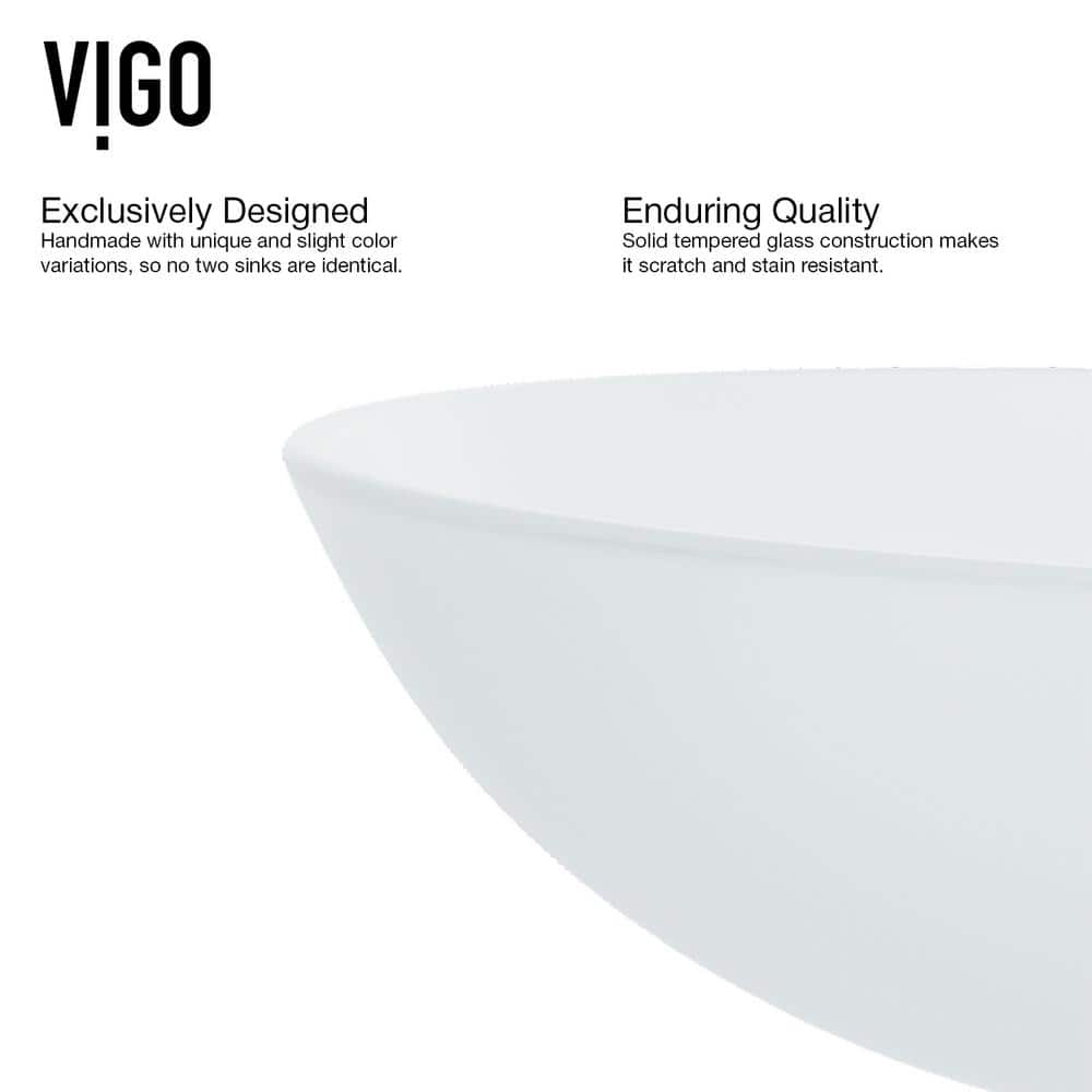 Frosted White Round Glass Vessel Sink with Brushed Nickel Faucet