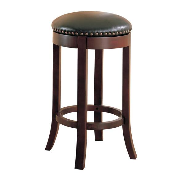 Coaster 29 In H Brown Black Swivel, Brown Black Leather Backless Counter Stools
