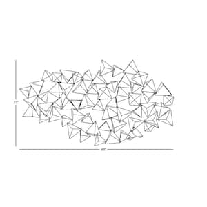 48 in. x  27 in. Metal Black 3D Triangle Geometric Wall Decor