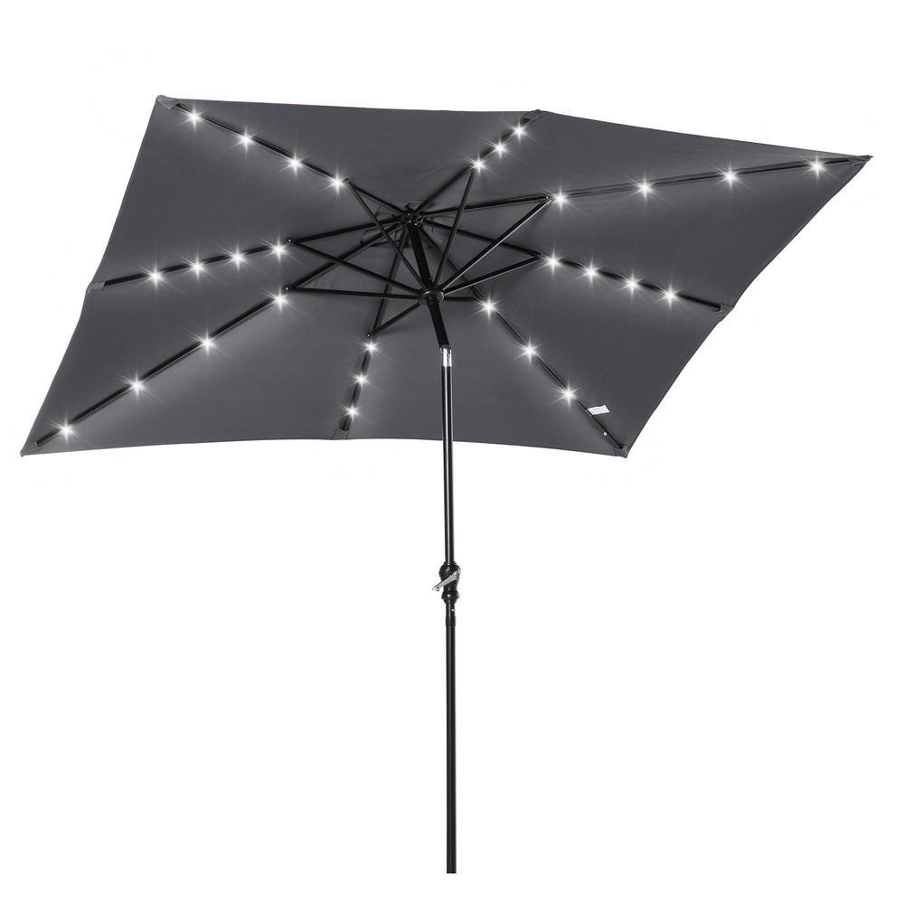 9 ft. x 7 ft. LED Steel Push-Up Patio Market Umbrella with Tilt and Crank in Gray price history on PriceWatchPro