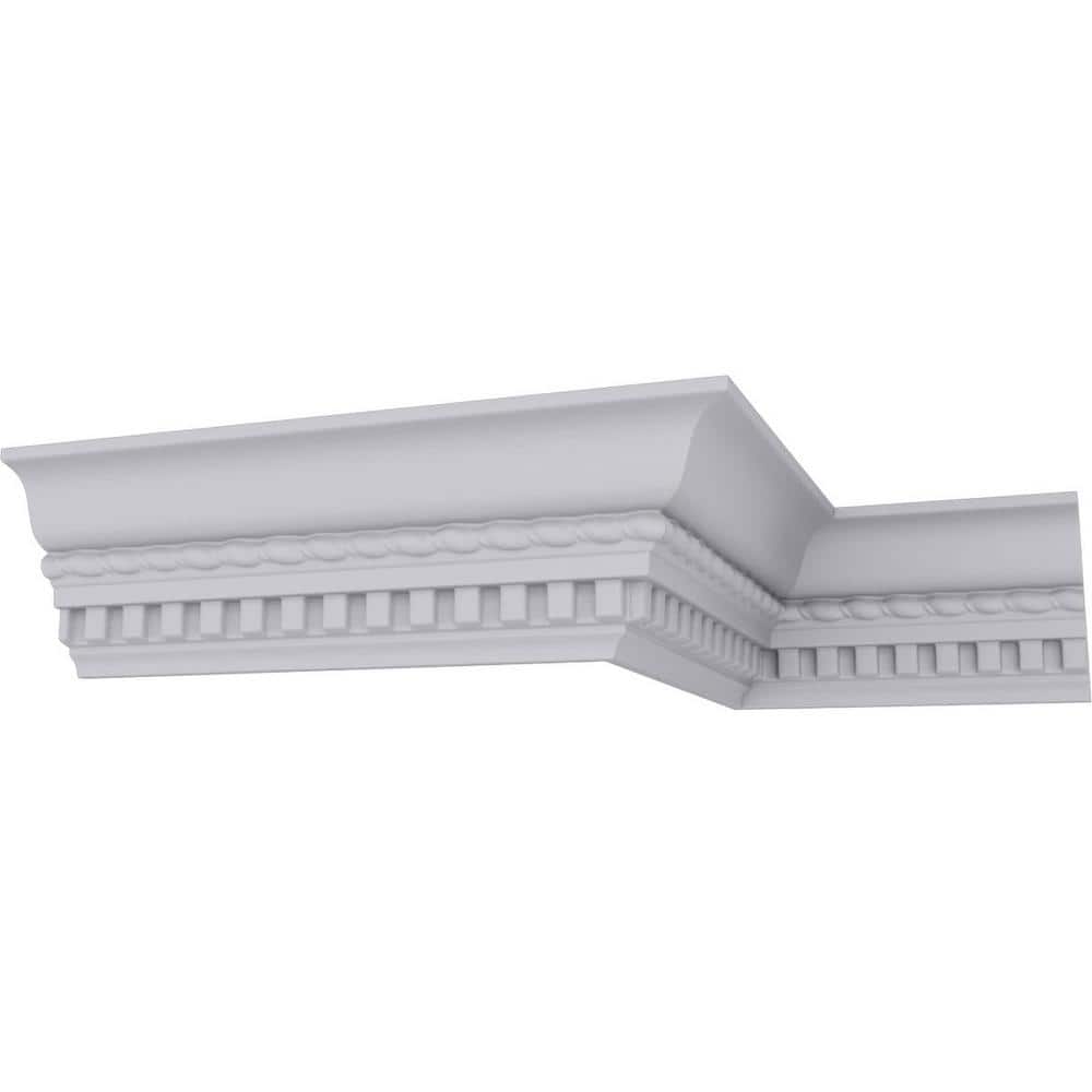 Primed White Geometric Crown Moulding Sample, 12 in