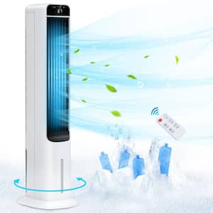 588 CFM Evaporative Air Cooler Tower Fan Portable Air Conditioners Indoor 3 Speed w/Humidifier up to 300 sq. ft. White