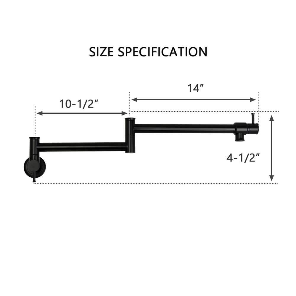 Matte Black Brass Wall Mount Pot Filler Faucet