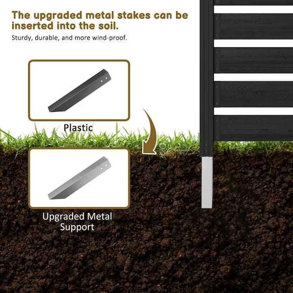 5 ft. x 6.5 ft. (2-Panels) Outdoor Fir Wood Flat Top Privacy Fence Screen with Metal Stakes for Soft and Hard Ground