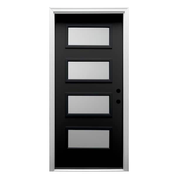 MMI Door 36 in. x 80 in. Celeste Left-Hand Inswing 4-Lite Frosted Painted Fiberglass Smooth Prehung Front Door, 6-9/16 in. Frame