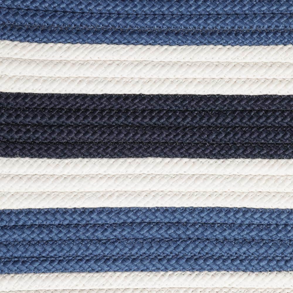 Blue Synthetic Braided Stripe 5' x 8' Reversible Rug
