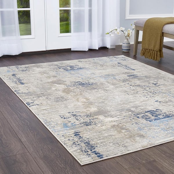 Melrose Lorenzo Grey/Blue 5 ft. x 7 ft. Indoor Area Rug