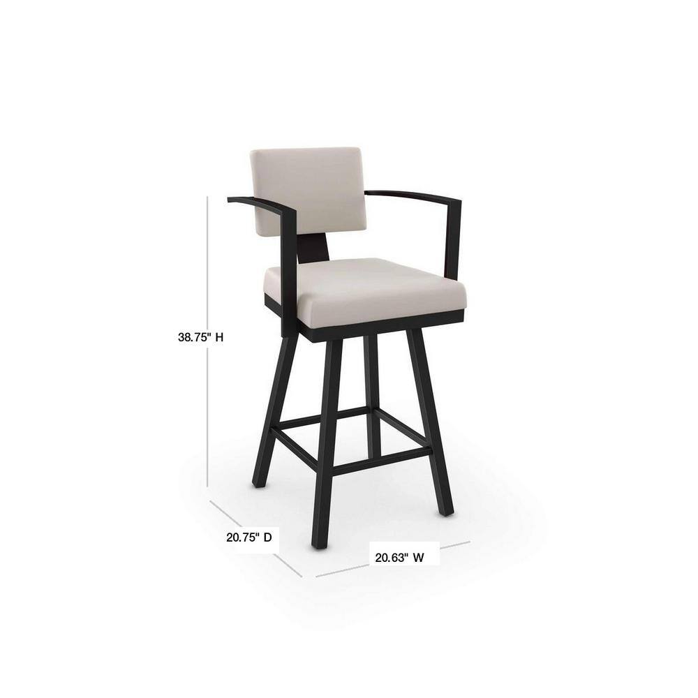 Metropolitan Cream Faux Leather & Black Metal Swivel Stool 28"