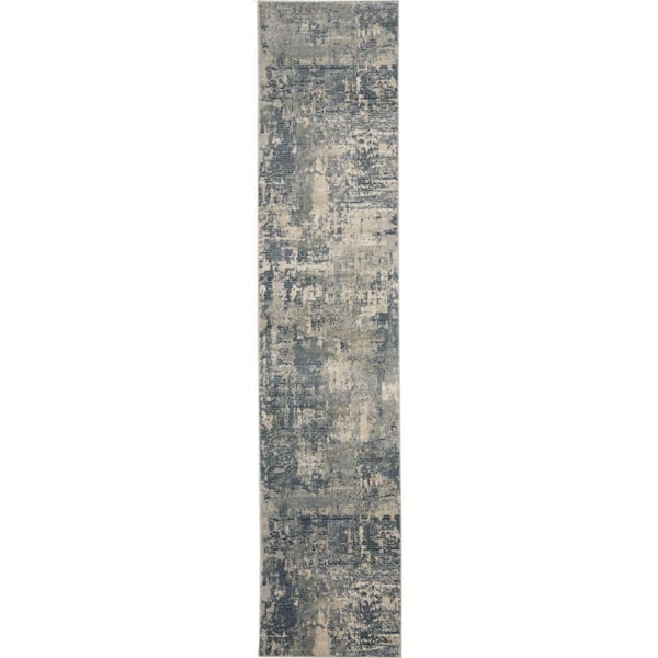 Nourison Concerto Grey/Beige 2 ft. x 8 ft. Abstract Rustic Kitchen Runner Area Rug