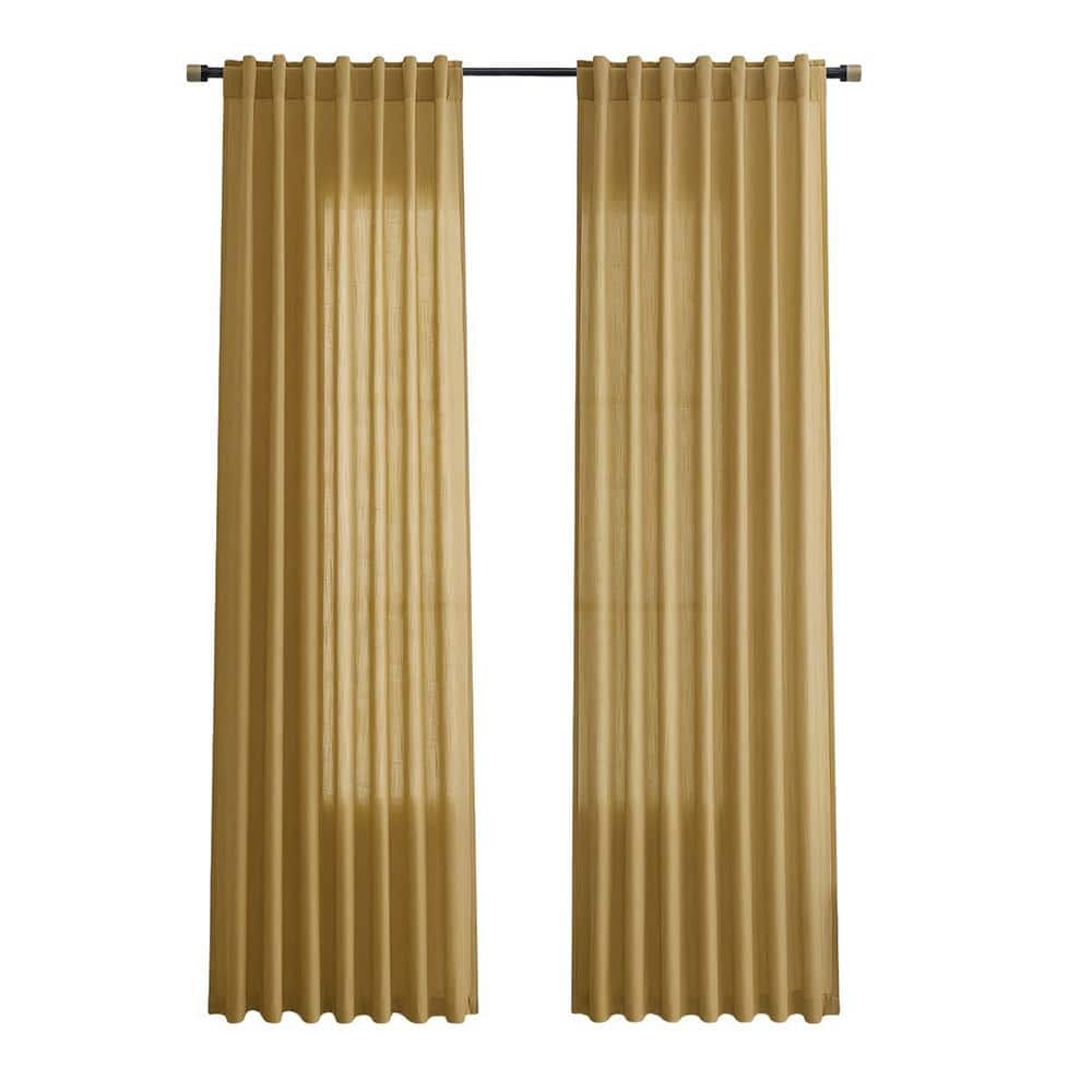 "2-Panel Gold Linen Blend Curtains 52""W x 84""L, Modern Farmhouse Privacy Window Drapes" price history on PriceWatchPro
