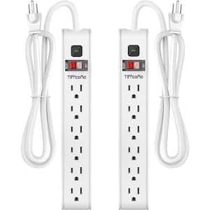 4 ft. Extension Cord Power Strip Surge Protector with 6 AC Outlets - (2-Pack)