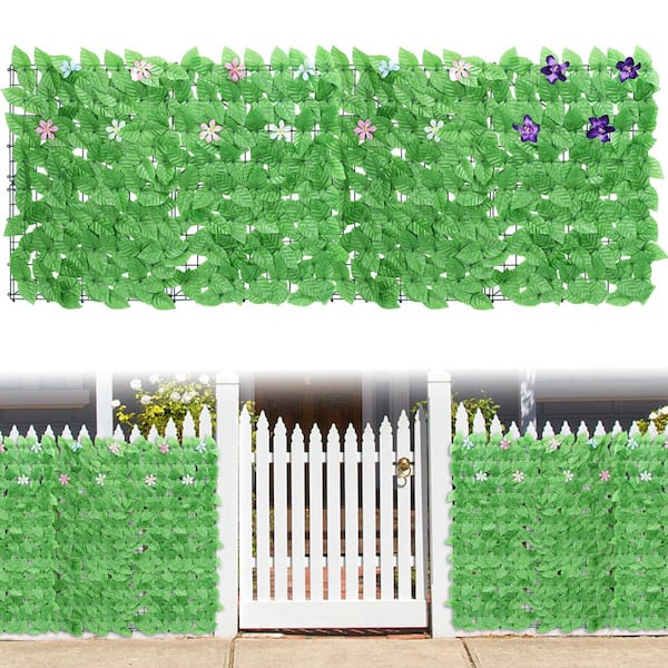 Oumilen 24 Artificial Lobelia Leaves With Flowers Privacy Fence Screen, Hedge Flower Backdrop, Balcony, Garden Decoration