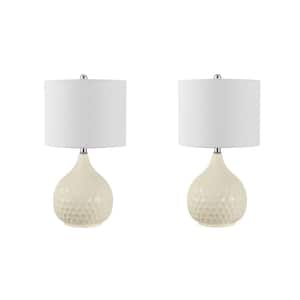 Nalon 24 in. Cream Table Lamp with White Shade (Set of 2)