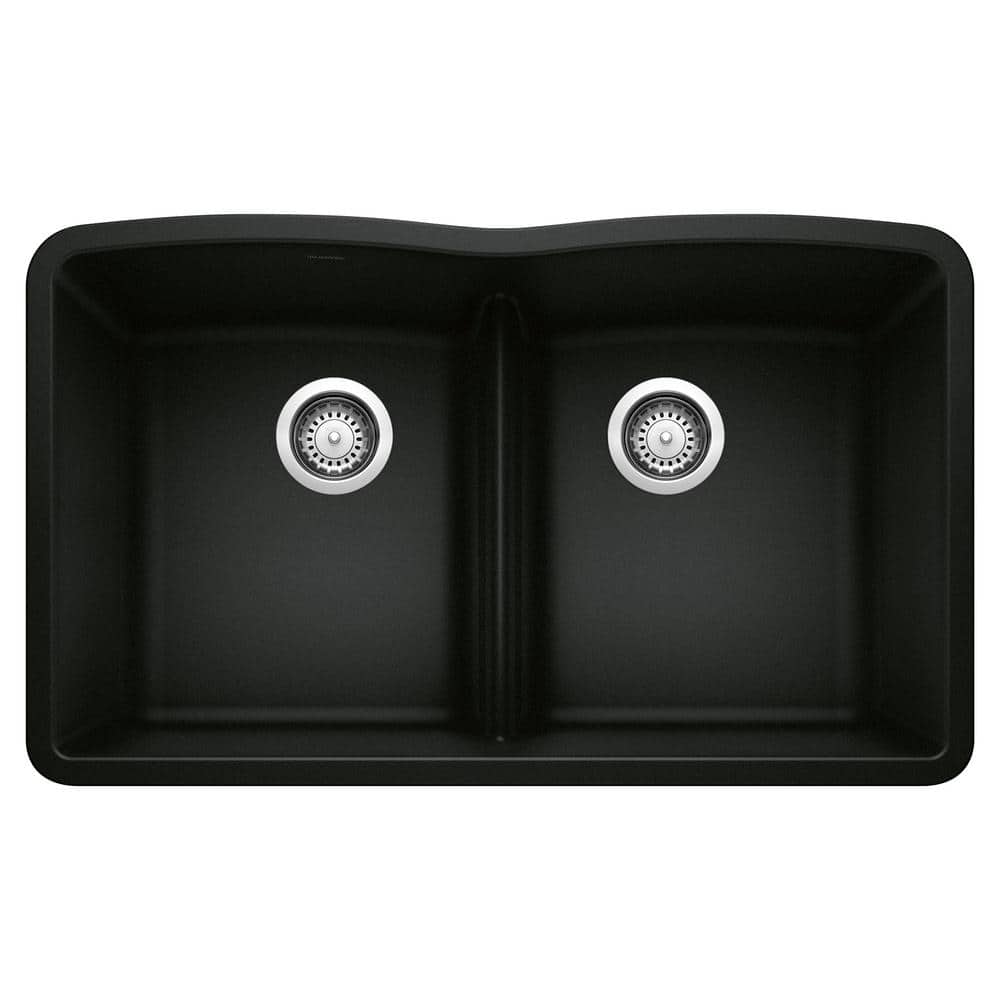 DIAMOND 32 in. Undermount Double Bowl Coal Black Granite Composite Kitchen 