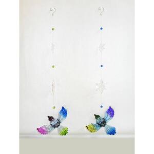 5 in. Hanging Acrylic Blue Jay Ornaments with Snowflake Details Set of 6
