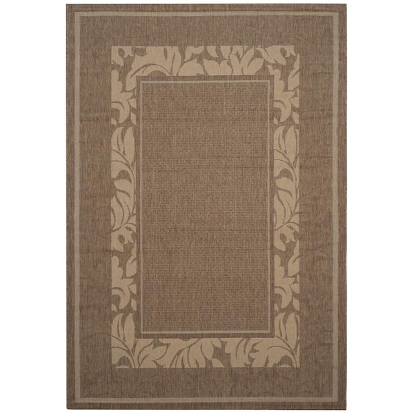 Courtyard Brown/Natural 8 ft. x 11 ft. Border Indoor/Outdoor Patio  Area Rug