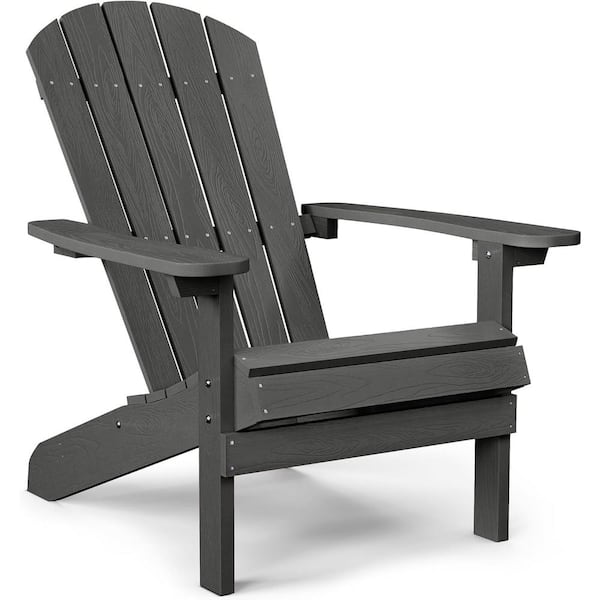 Mximu Classic Dark Grey Plastic Outdoor Patio Adirondack Chair