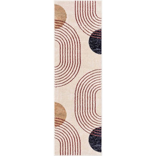 Omaha Laslow Modern, Geometric, Ivory 2 ft. 3 in. x 7 ft. 3 in. Runner, Area Rug