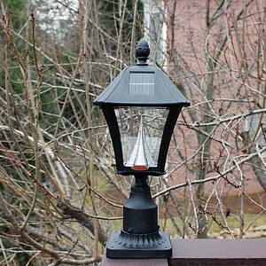 Baytown Black Outdoor Solar Post Light with 3 in. Fitter, Pier and Wall Sconce Mounts and Bright/Warm White LED