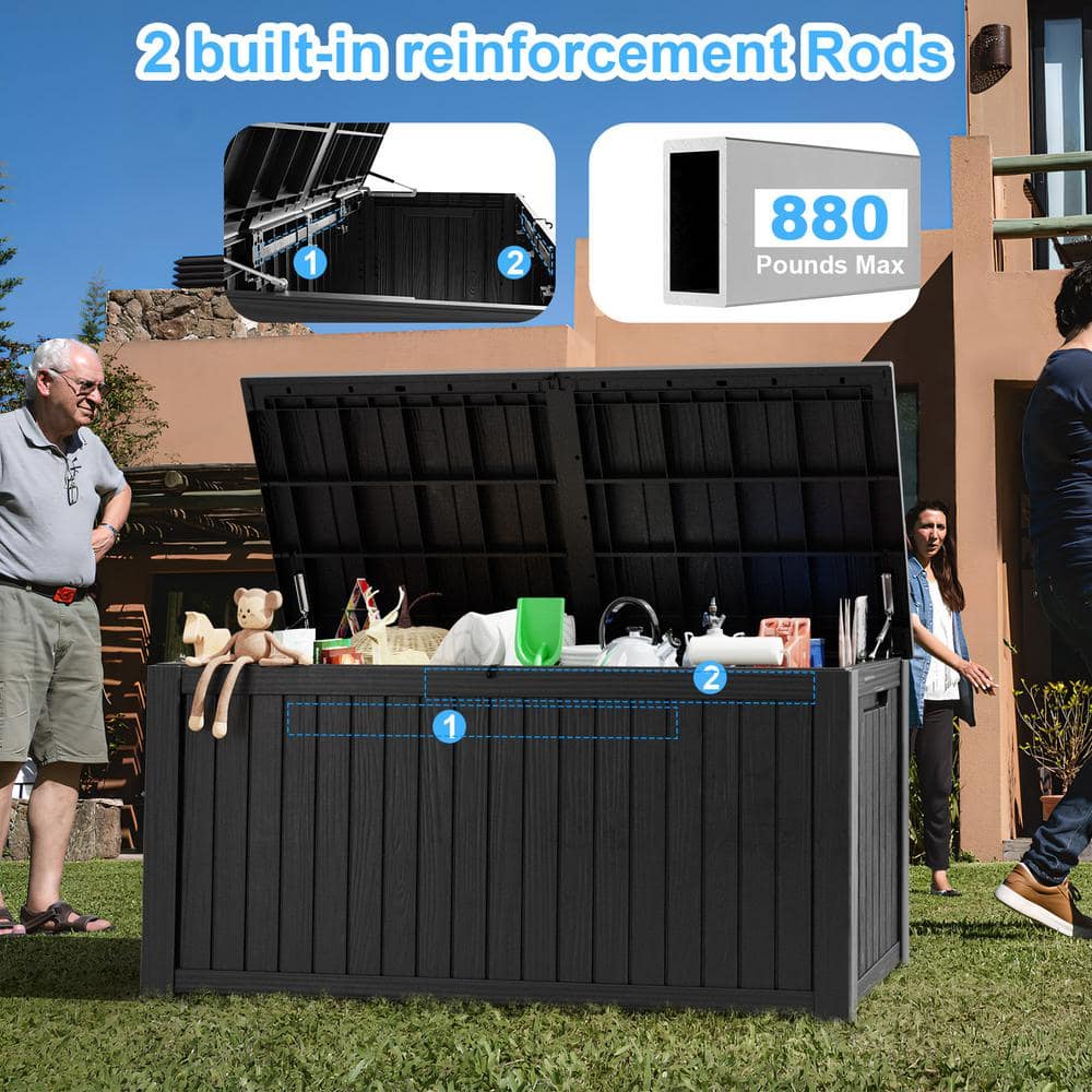 Black Resin 180 Gallon Outdoor Storage Deck Box