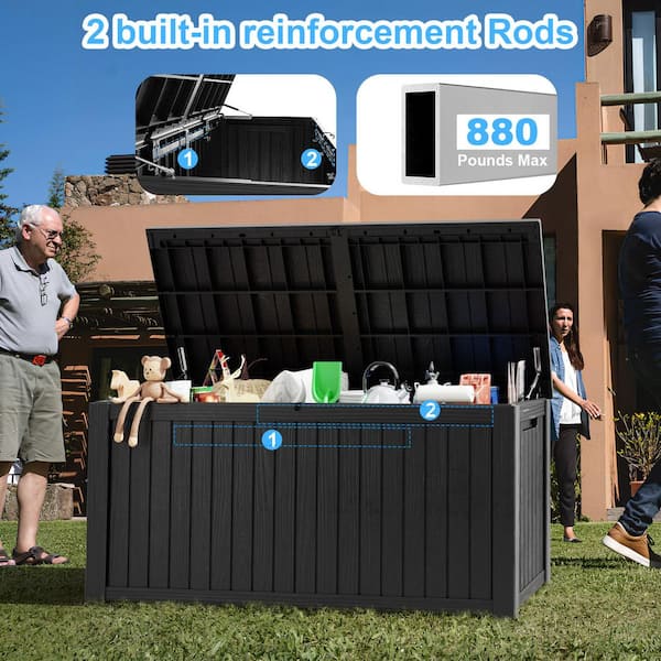 180 gal. Black Resin Outdoor Storage Deck Box