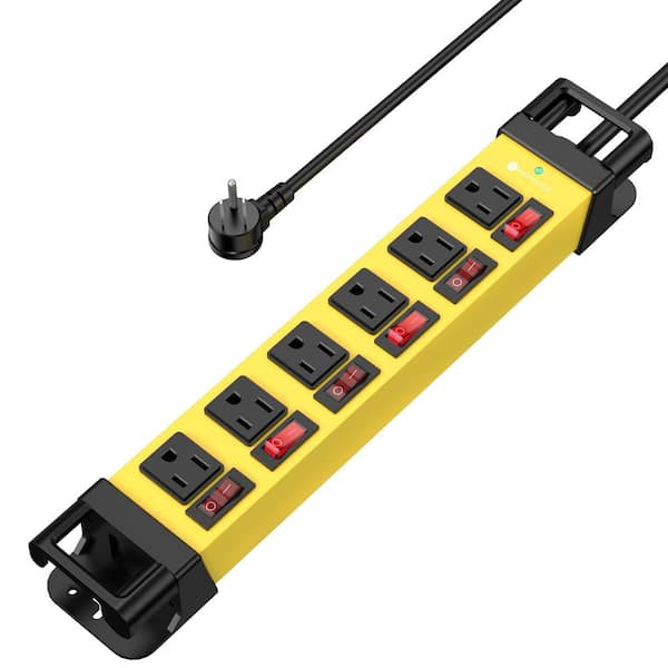 15 ft. 6-Outlet 1200J Power Strip with 6 Individual Switches Cord Manager Surge Protector