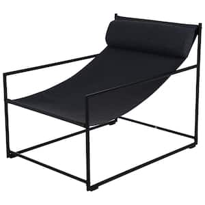Black All-Iron Removable Simple Cloth Chair with Removable Pillow