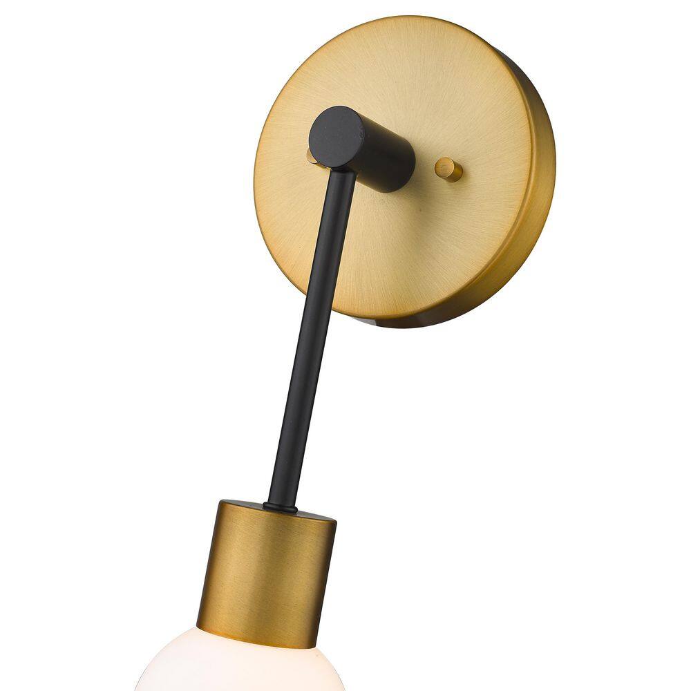 Matte Black and Brass Dimmable Wall Sconce