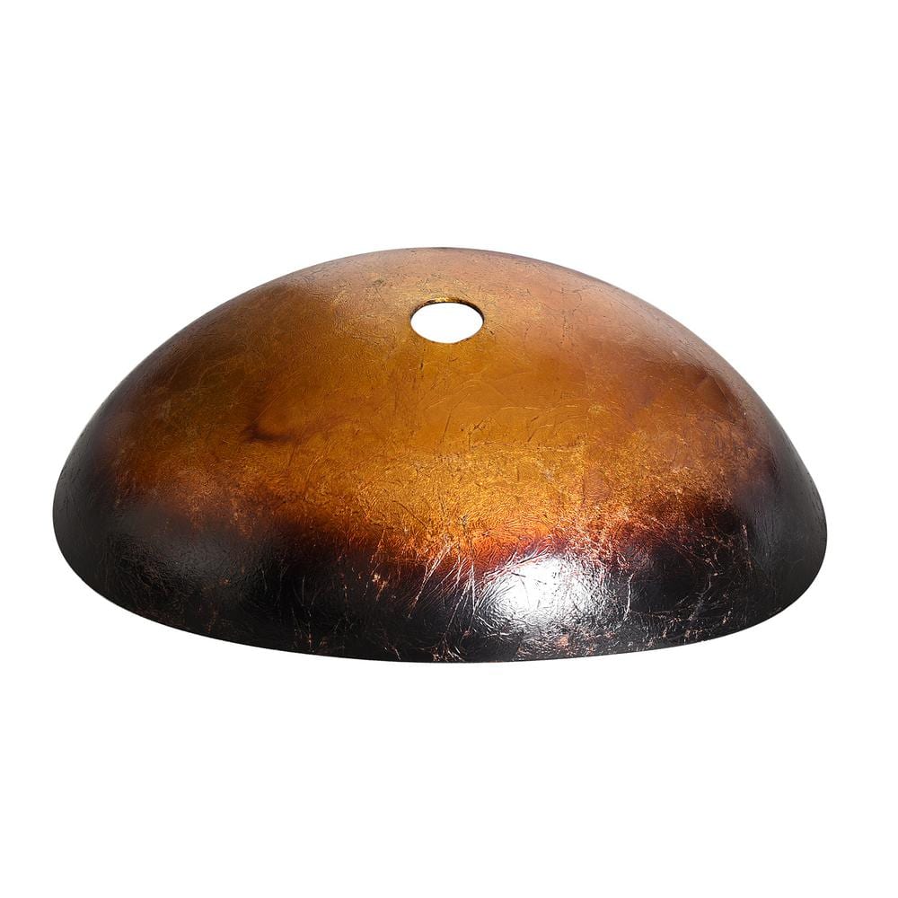Yellow and Black Glass Oval Vessel Sink with Faucet and Drain