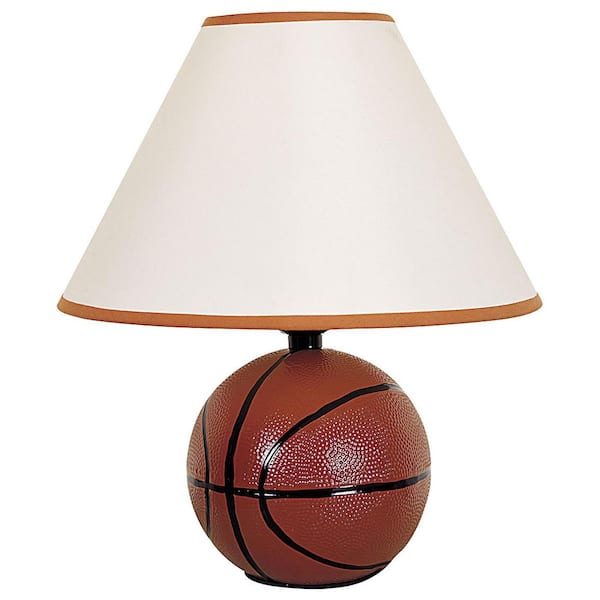 ORE International 12 in. Ceramic Orange Basketball Table Lamp