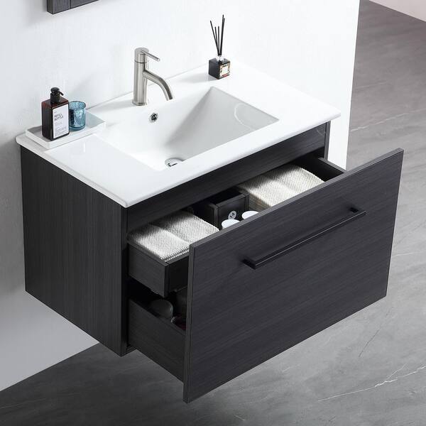 31.5 Bathroom Vanity Cabinet Set Organizer Top Vessel Sink Faucet