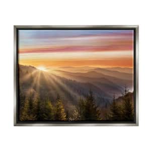 Sunrise Through Mountain Forest Skyline Warm Sky by Danita Delimont Floater Frame Nature Wall Art Print 25 in. x 31 in.