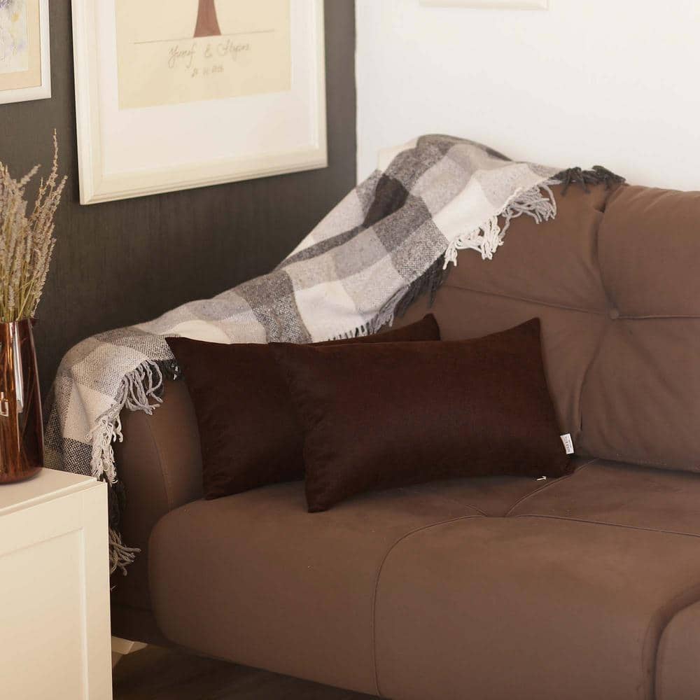 Brown Polyester Lumbar Pillow Covers Set of 2