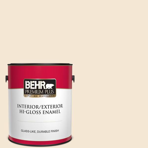 BEHR PREMIUM PLUS 1 gal. #S290-1 Vanilla Paste Hi-Gloss Enamel Interior/Exterior Paint