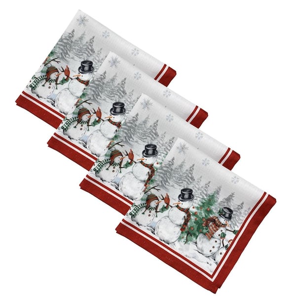Threadmade Home Snowman Winterland Holiday Snowflake Napkin, Set of 4, Multicolor - 17"W x 17"L