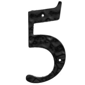 6 in. Black Cast Iron House Number 5