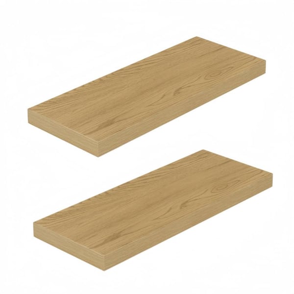 24 in.W x 9.3 in.D Floating Shelves,Deep Floating Shelf Wall Mounted, Wall Shelves,Oak,Set of 2