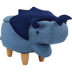 Triceratops Blue with Storage Ottoman with Storage