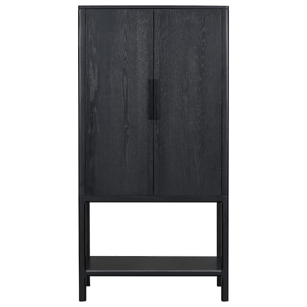 Black 71.8 in. H Home Office Accent Storage Cabinet with Aluminum Handles and Adjustable Shelves
