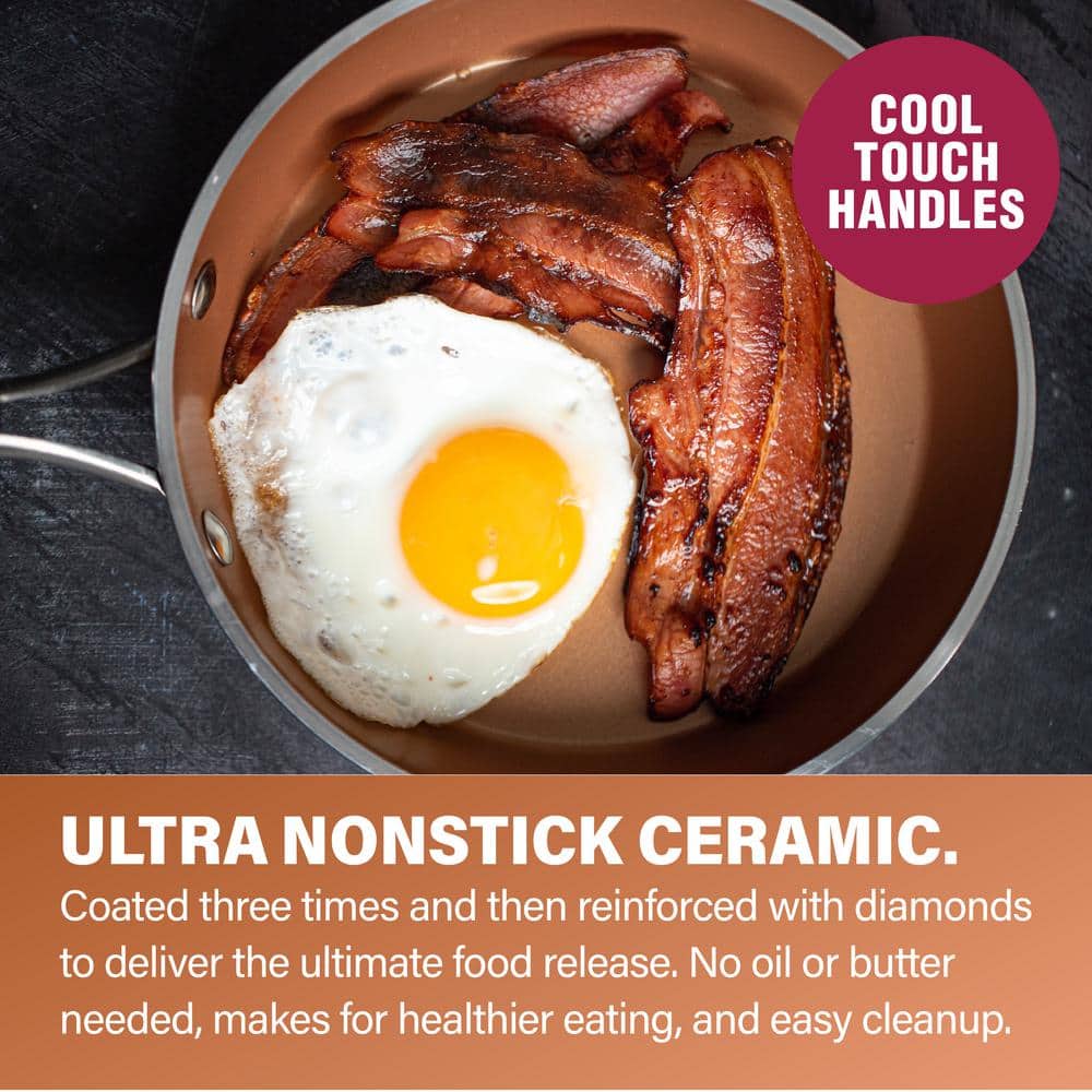 Hammered Copper 15-Piece Nonstick Aluminum Cookware and Bakeware Set