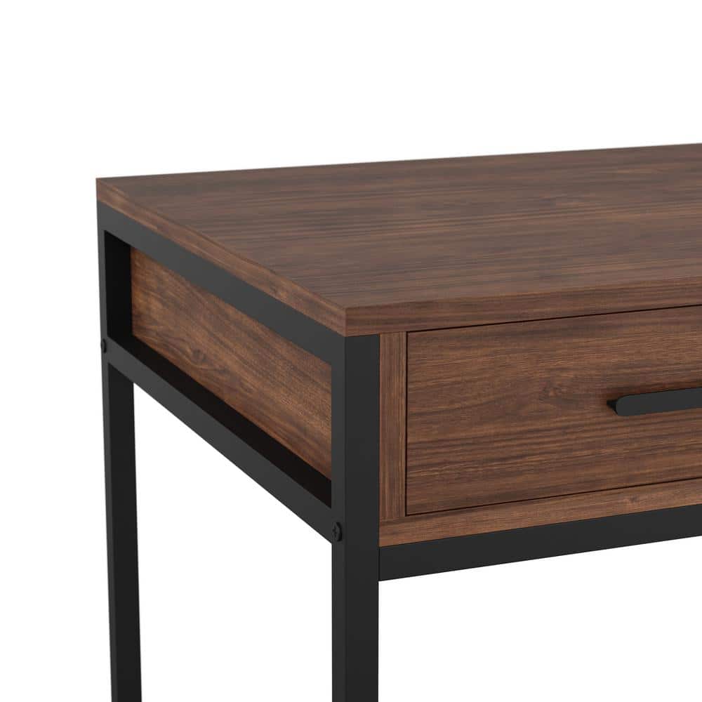 Walnut Wood Grain Desk with Oil Rubbed Bronze Frame and Drawers