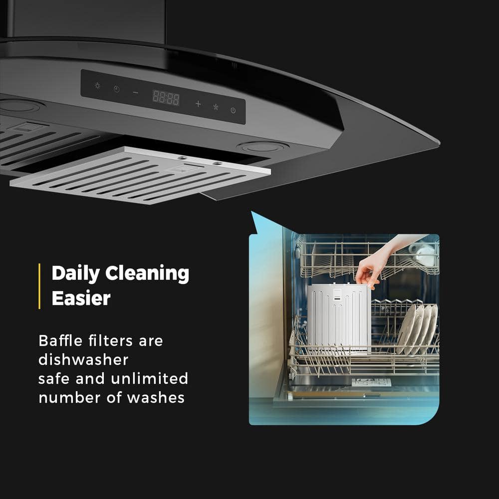 30-Inch Stainless Steel Wall Mounted Range Hood with LED Lighting