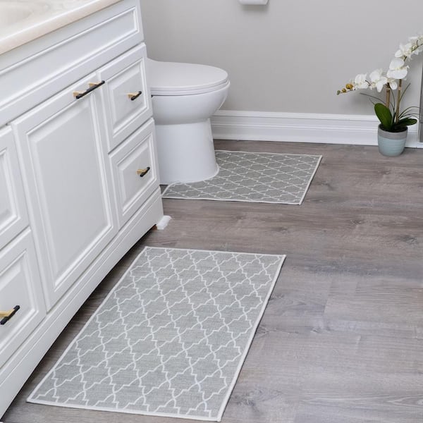 SUSSEXHOME Toilet Mat Set Gray, 2-Piece Cotton Bathroom Contour Rugs Set -  20 x 31.5 in. Large Sink Bathmat, 20 x 24 in. Toilet Rug CNTR-SN-01-Set2 -  The Home Depot