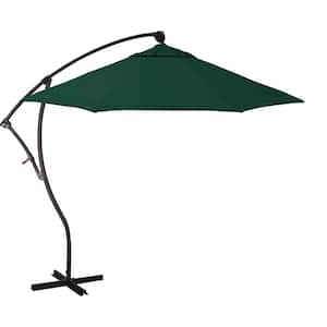 9 ft. Bronze Aluminum Cantilever Patio Umbrella with Crank Lift in Forest Green Pacifica Premium