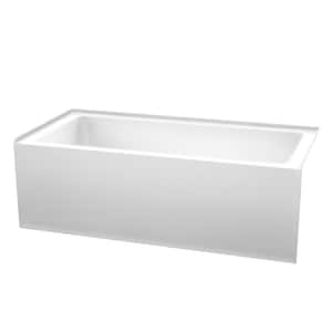 Grayley 66 in. L x 32 in. W Soaking Alcove Bathtub with Right Hand Drain in White with Brushed Nickel Trim