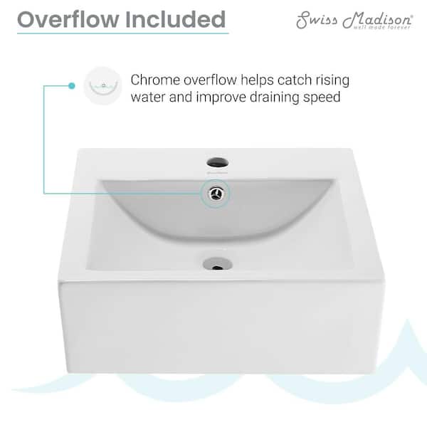 Swiss Madison Voltaire 18 in. Square Ceramic Vessel Sink in Glossy White